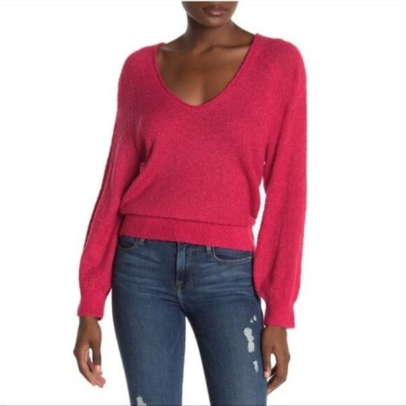 Abound V-Neck Boucle Knit Red Sweater size M - Picture 1 of 6